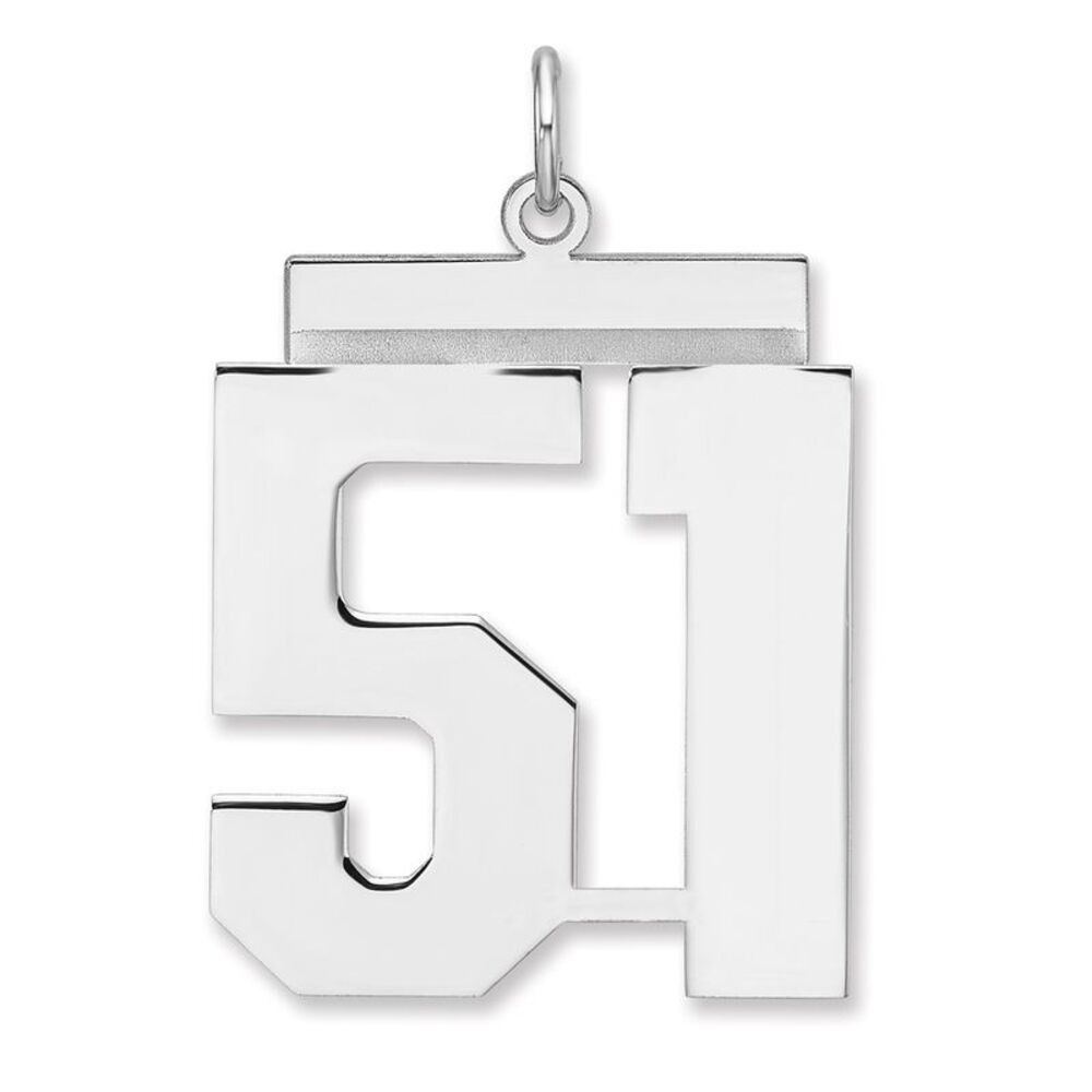 Sterling Silver, Athletic Collection, XL Polished Number 51 Pendant